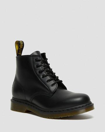 Dr Martens 101 Smooth Læder Ankelstøvler Herre Sort | DK 409ZUT